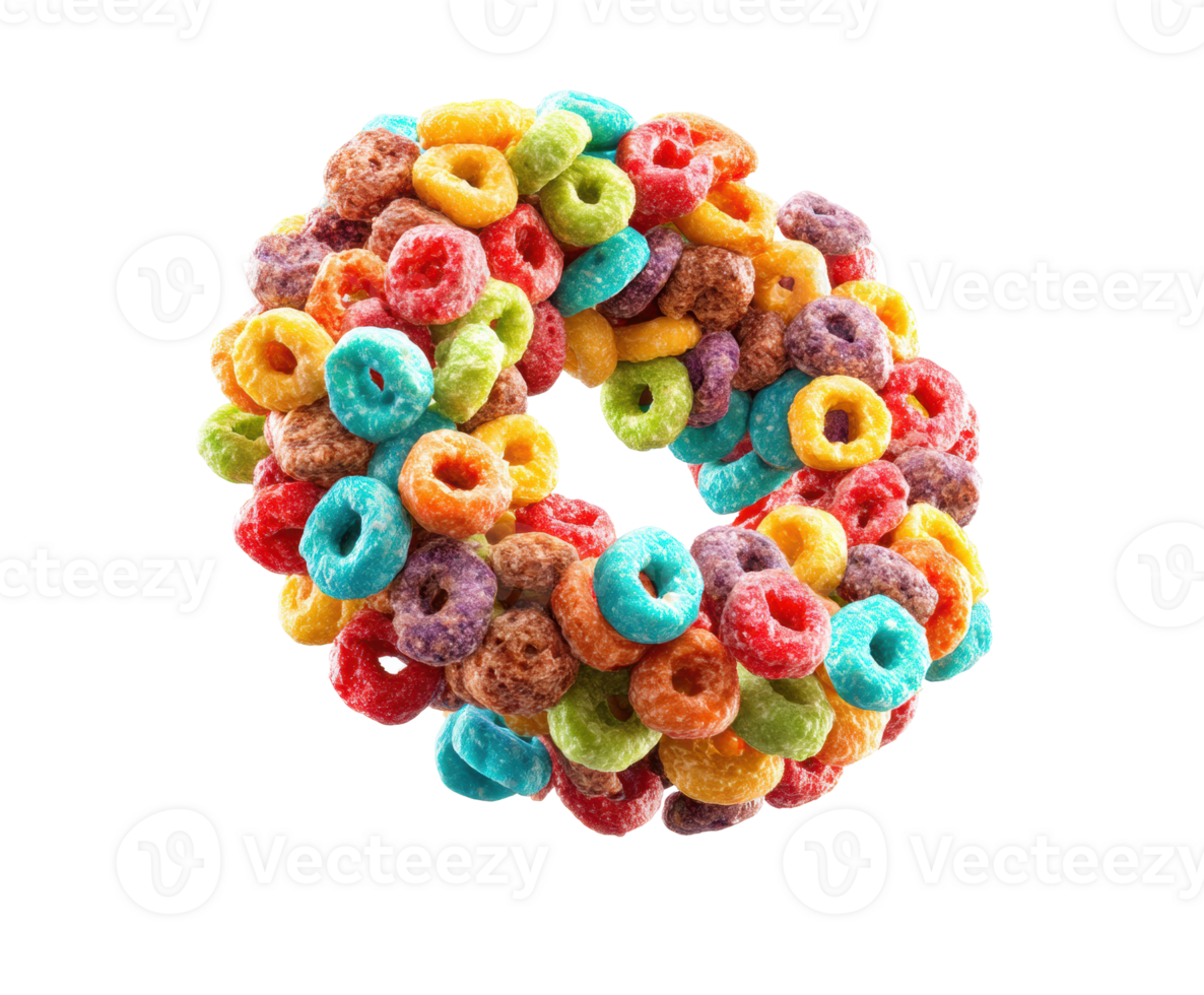 Colorful cereal ring for breakfast and snack ideas png