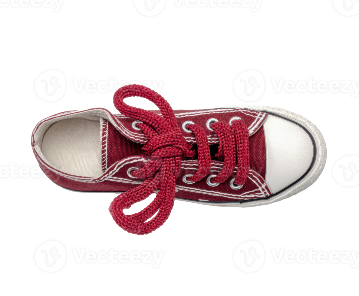 Classic red canvas sneaker with untied laces for casual style png