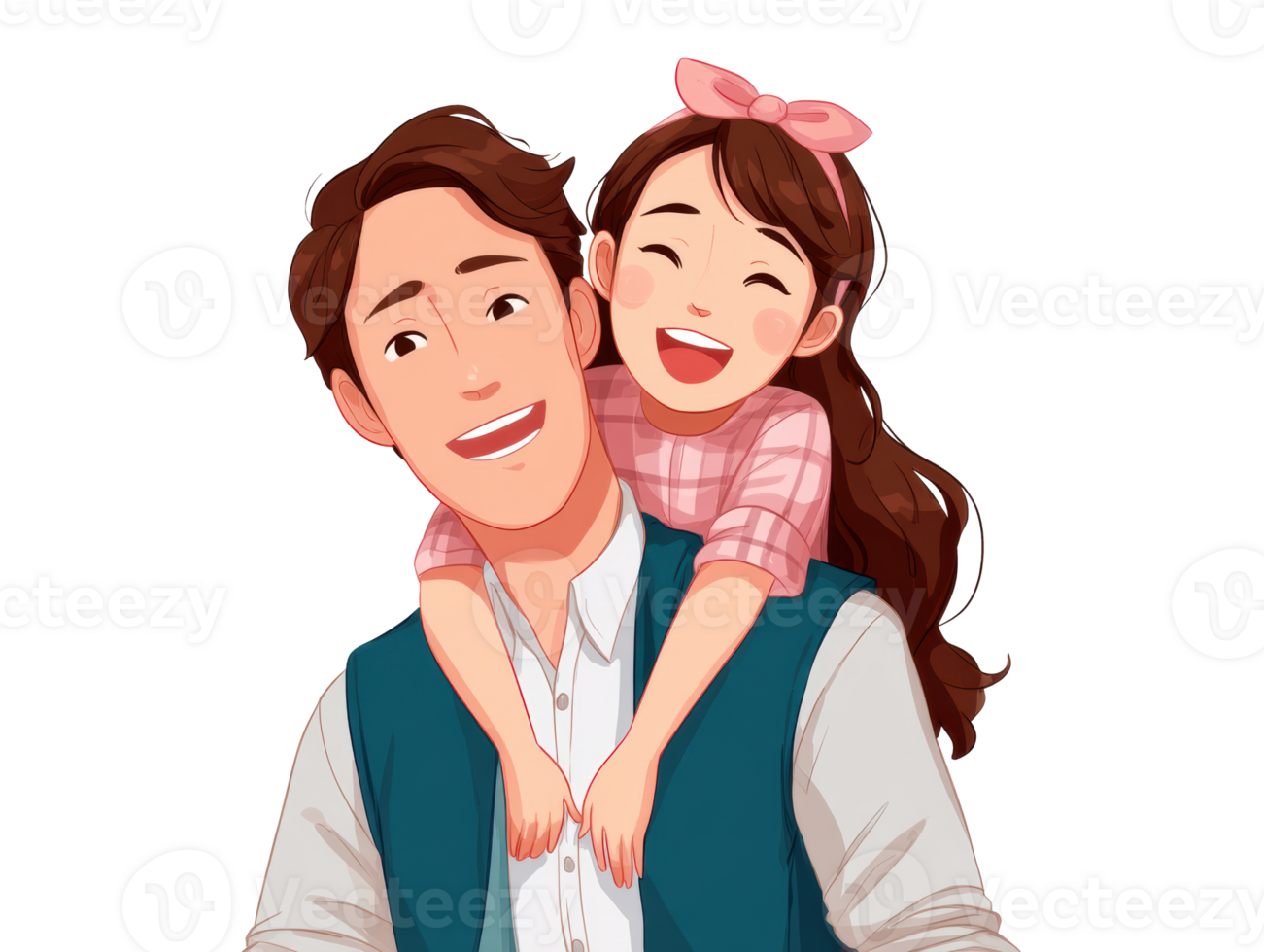 Joyful father and daughter enjoying playful time together png