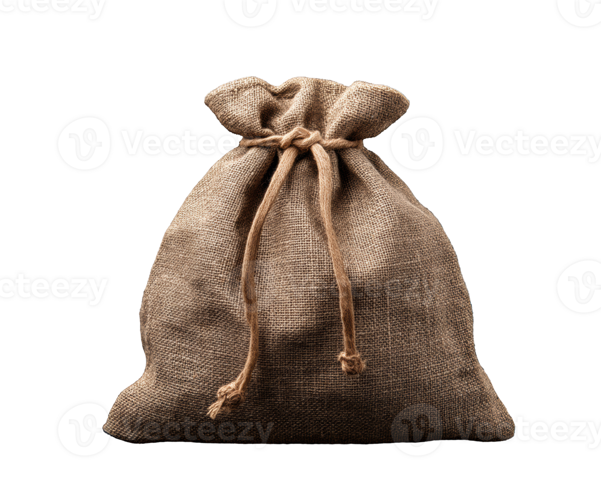Rustic burlap sack for storage and decoration in home settings png