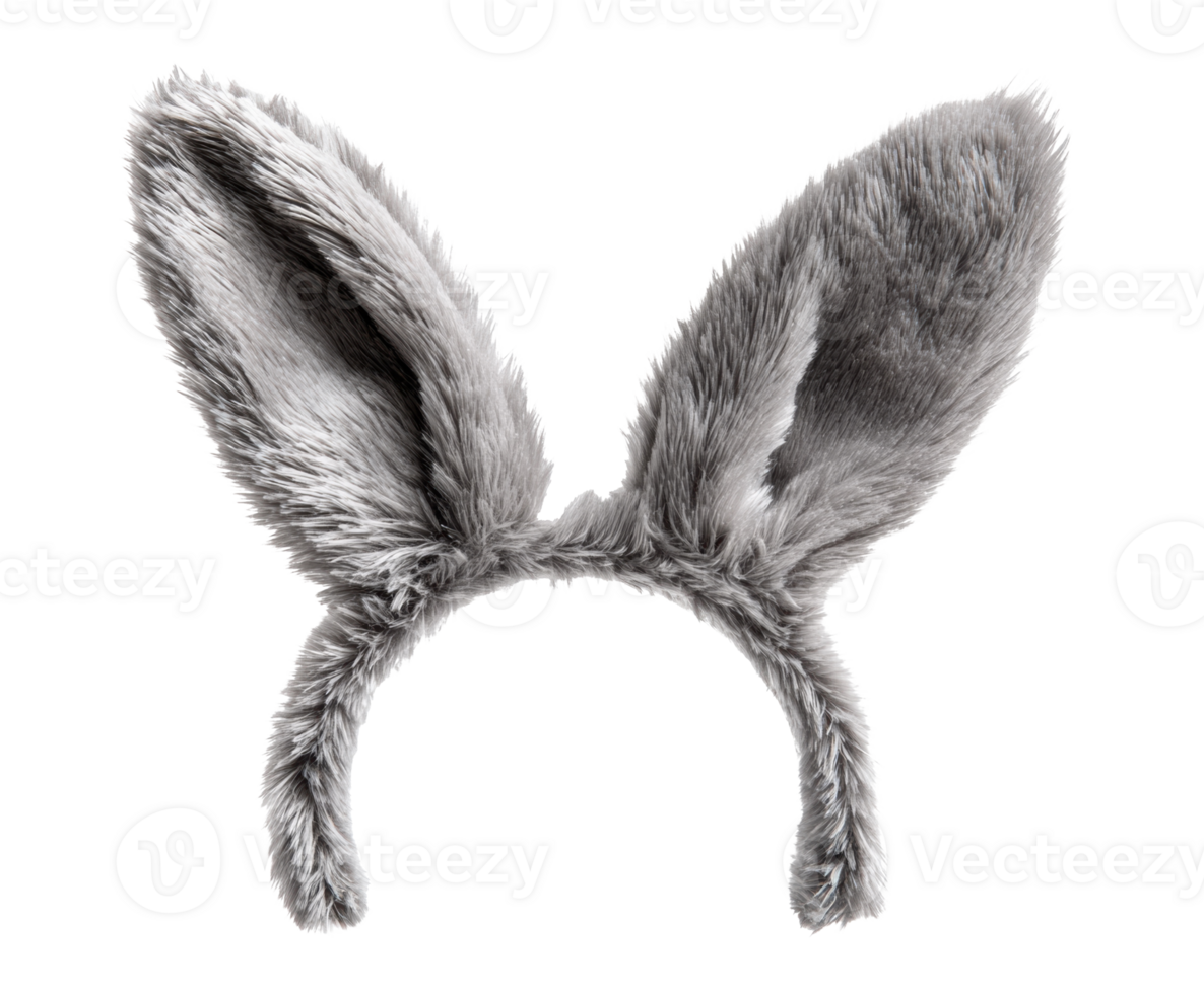 Gray bunny ears headband for costume or festive occasions png