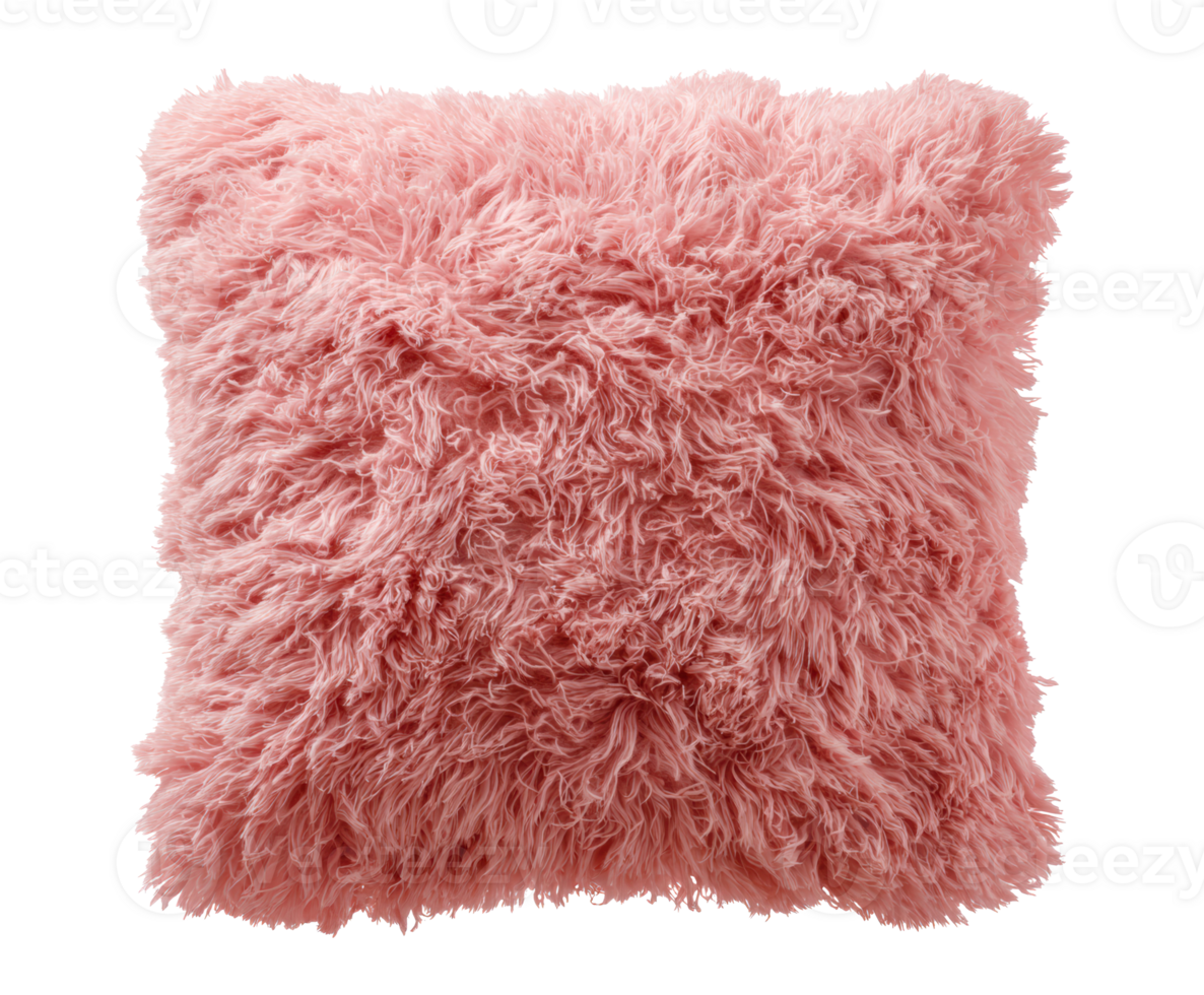 Cozy fluffy pink pillow for home decor and comfort png