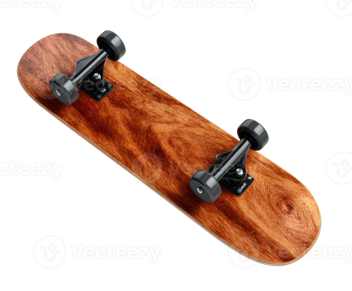 Unique wooden skateboard design for urban athletes and enthusiasts png