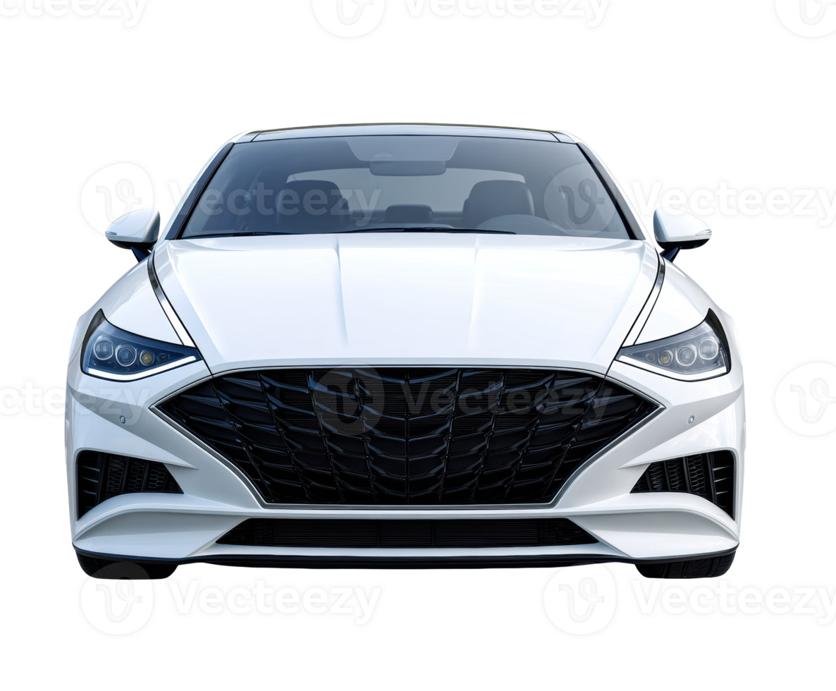 Elegant white luxury sedan showcasing modern design and performance png
