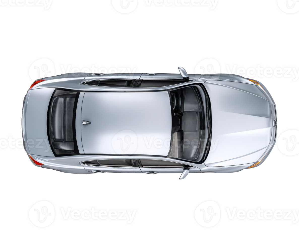 Silver sedan from above showcasing modern design and sleek lines png