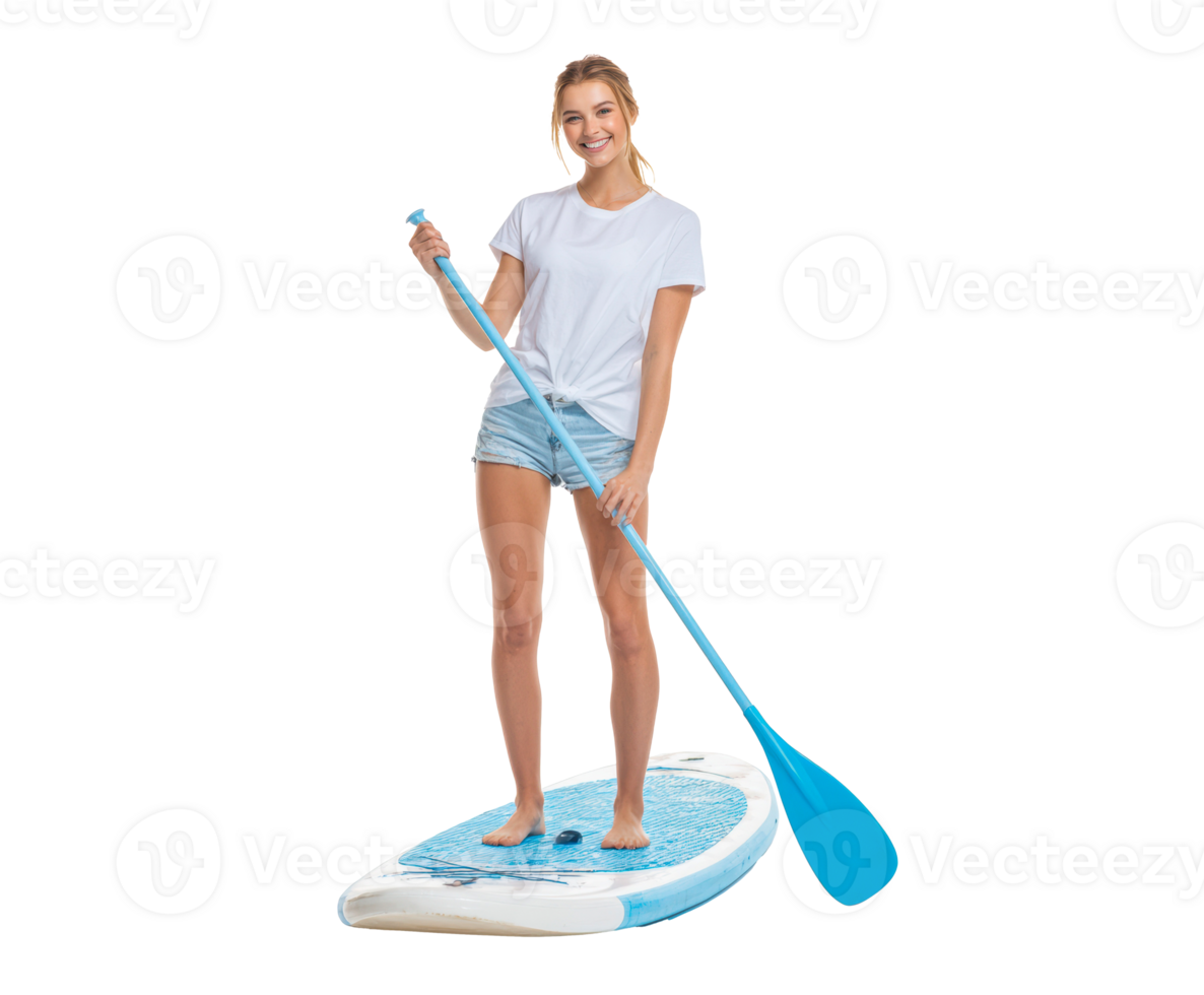 Paddle boarding adventure on a sunny day by the lake png