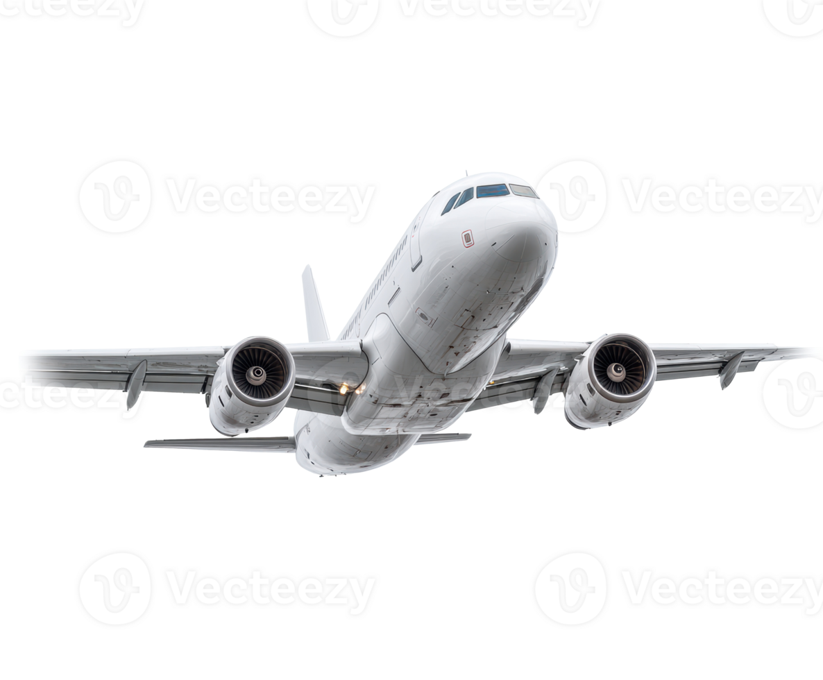 Aircraft taking off against clear sky with detailed engines view png