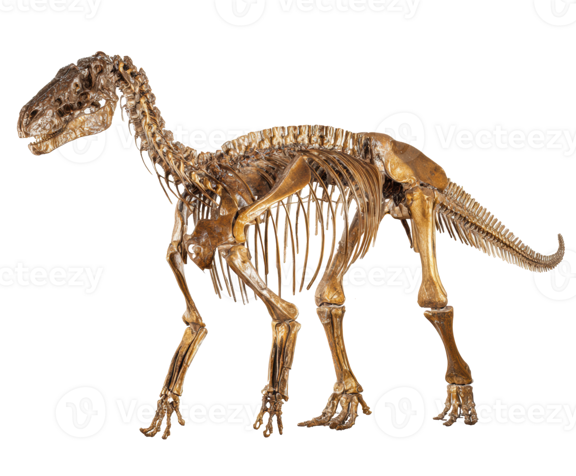 Dinosaur skeleton display in a natural history museum setting png