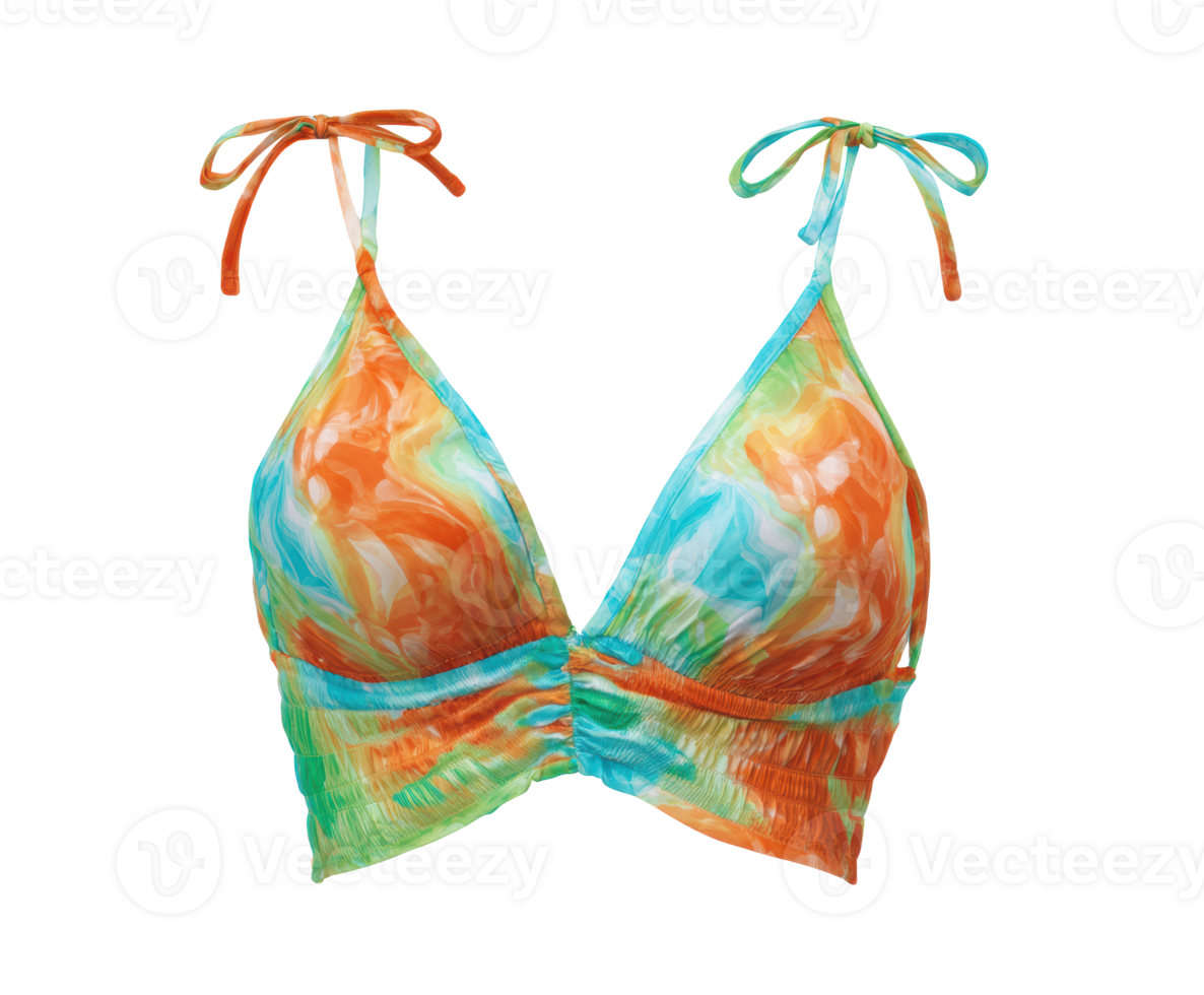 Colorful beach bikini top for summer fun and relaxation png