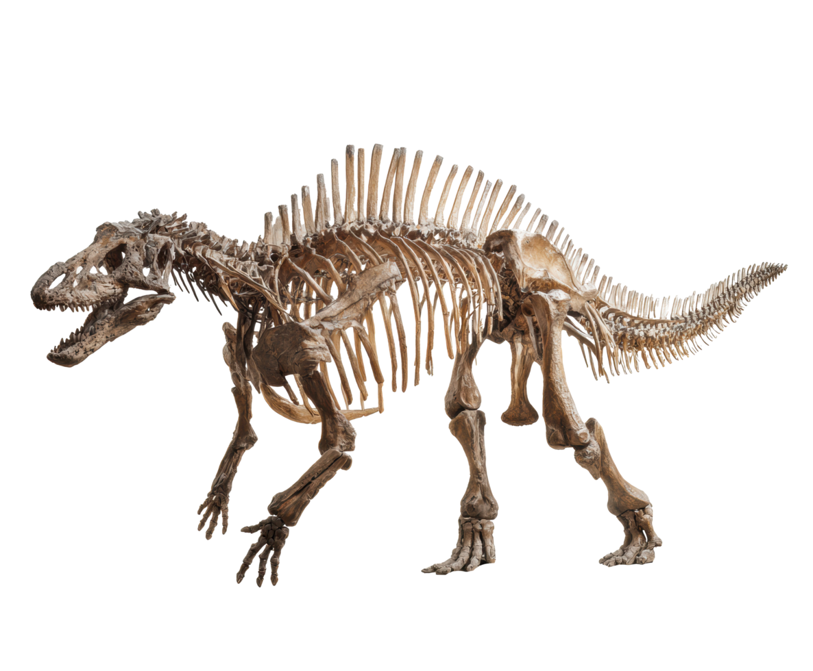 Dinosaur skeleton display for educational and museum purposes png
