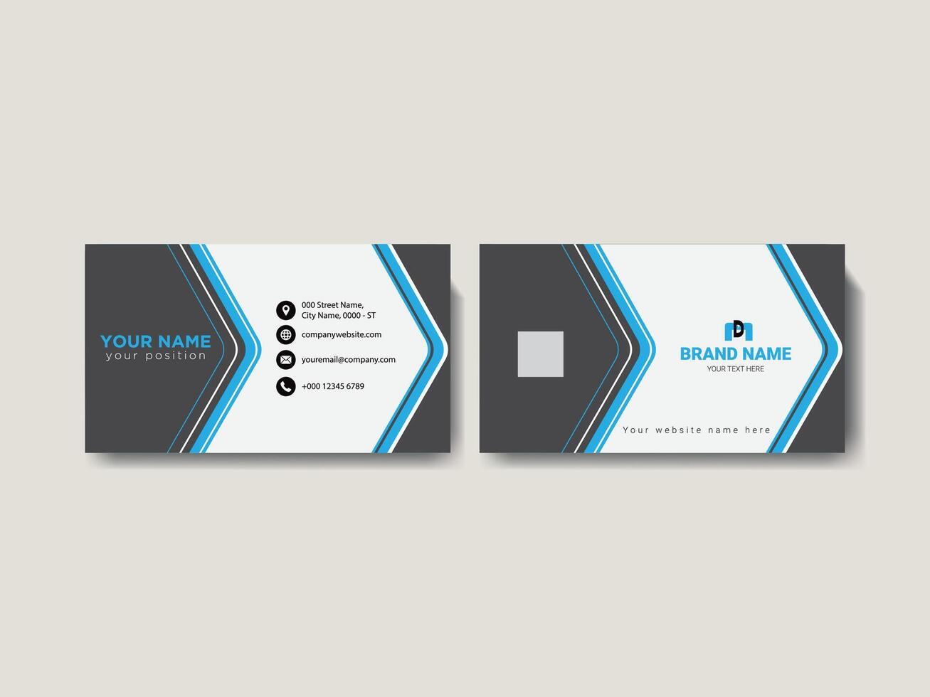 Creative Business Card with Blue Details stock illustration pro vector