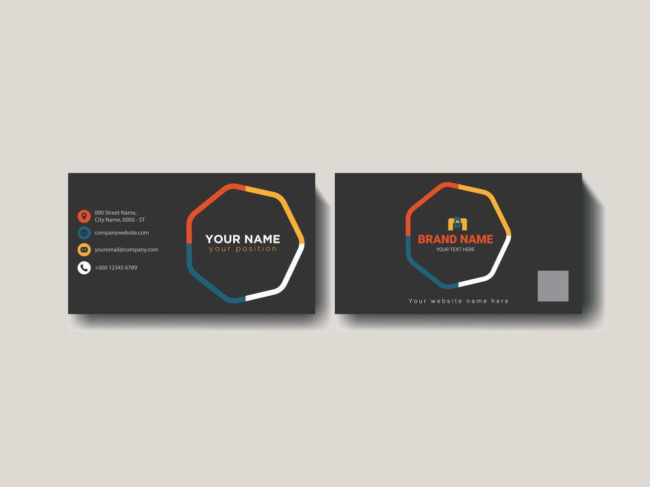 Modern Business Card Design with Geometric Shapes and Contact Details vector