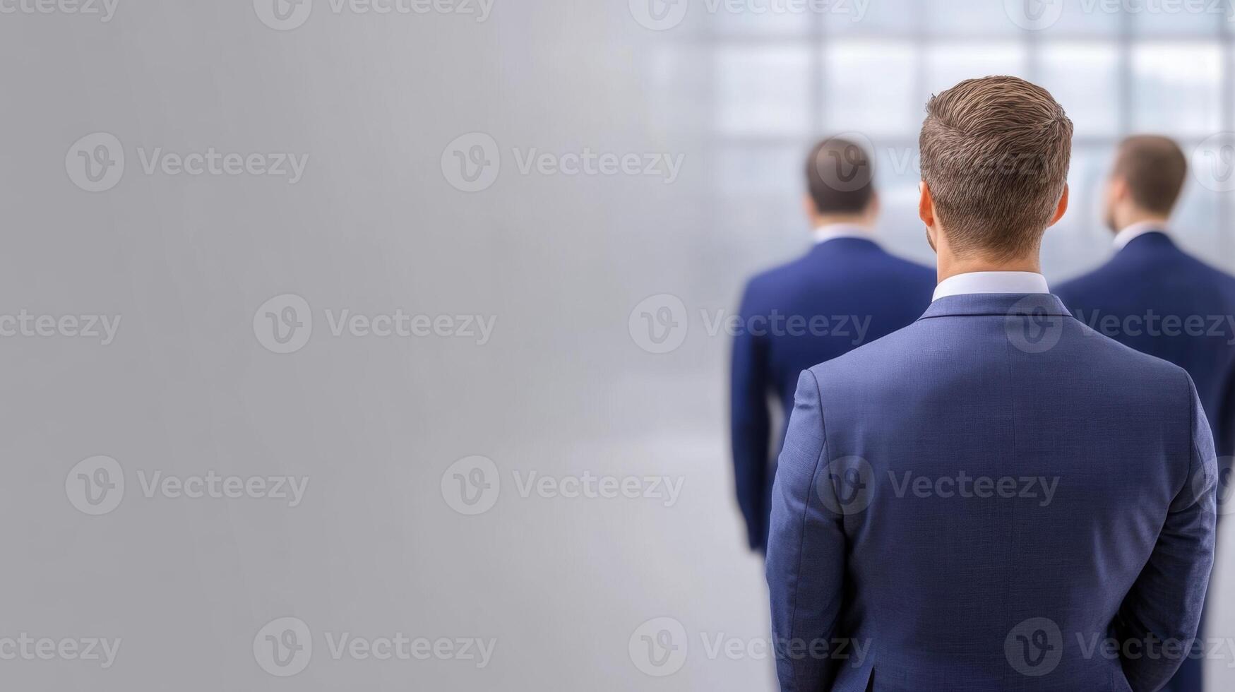 Group of Business Professionals in Formal Attire Standing in Line or Queue in Corporate Office or Conference Setting Du a Business Event or Meeting photo