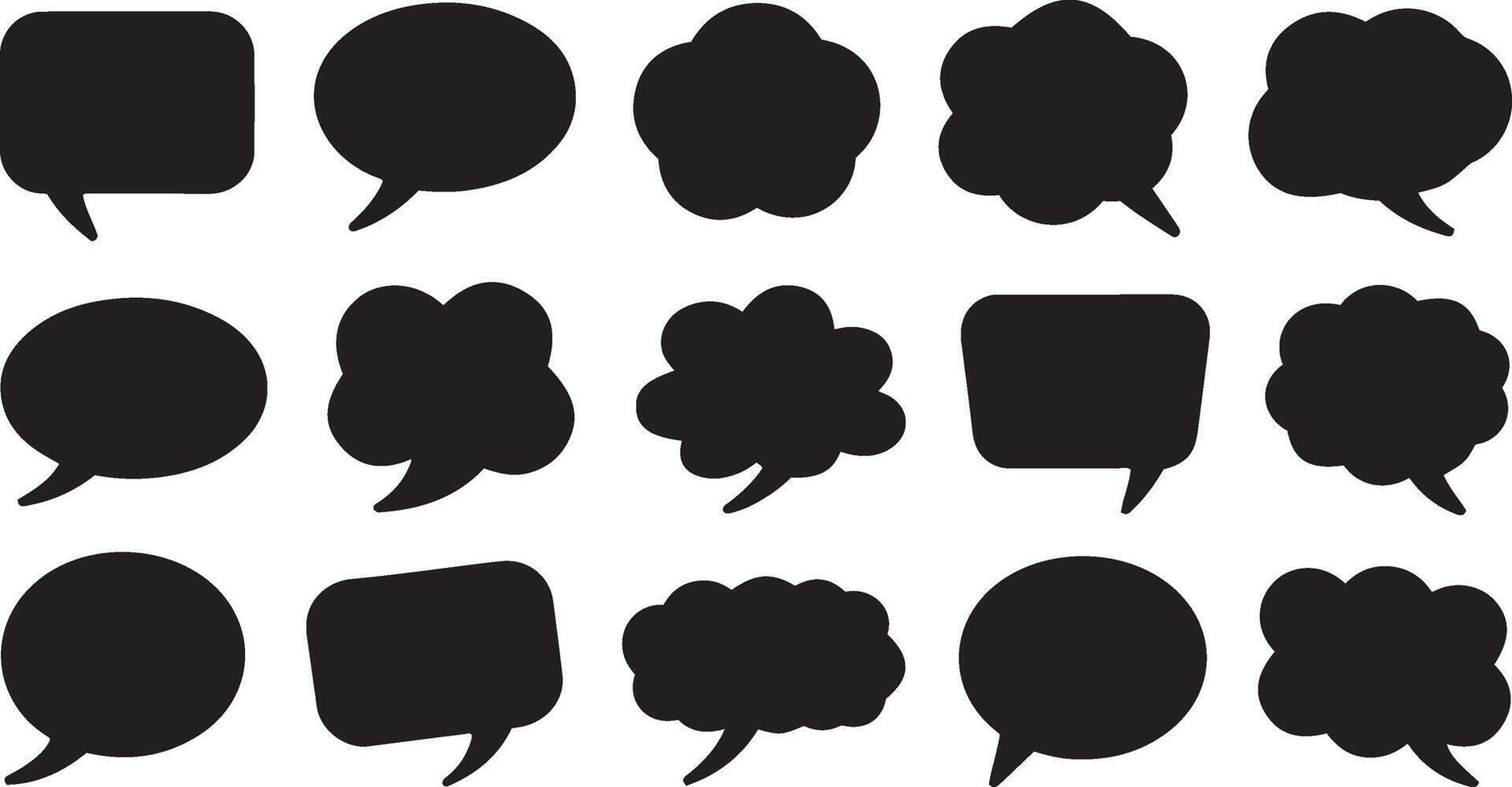 Speech bubble icon collection with outline style talking clouds and dialogue boxes perfect for communication apps messaging interfaces and digital media vector