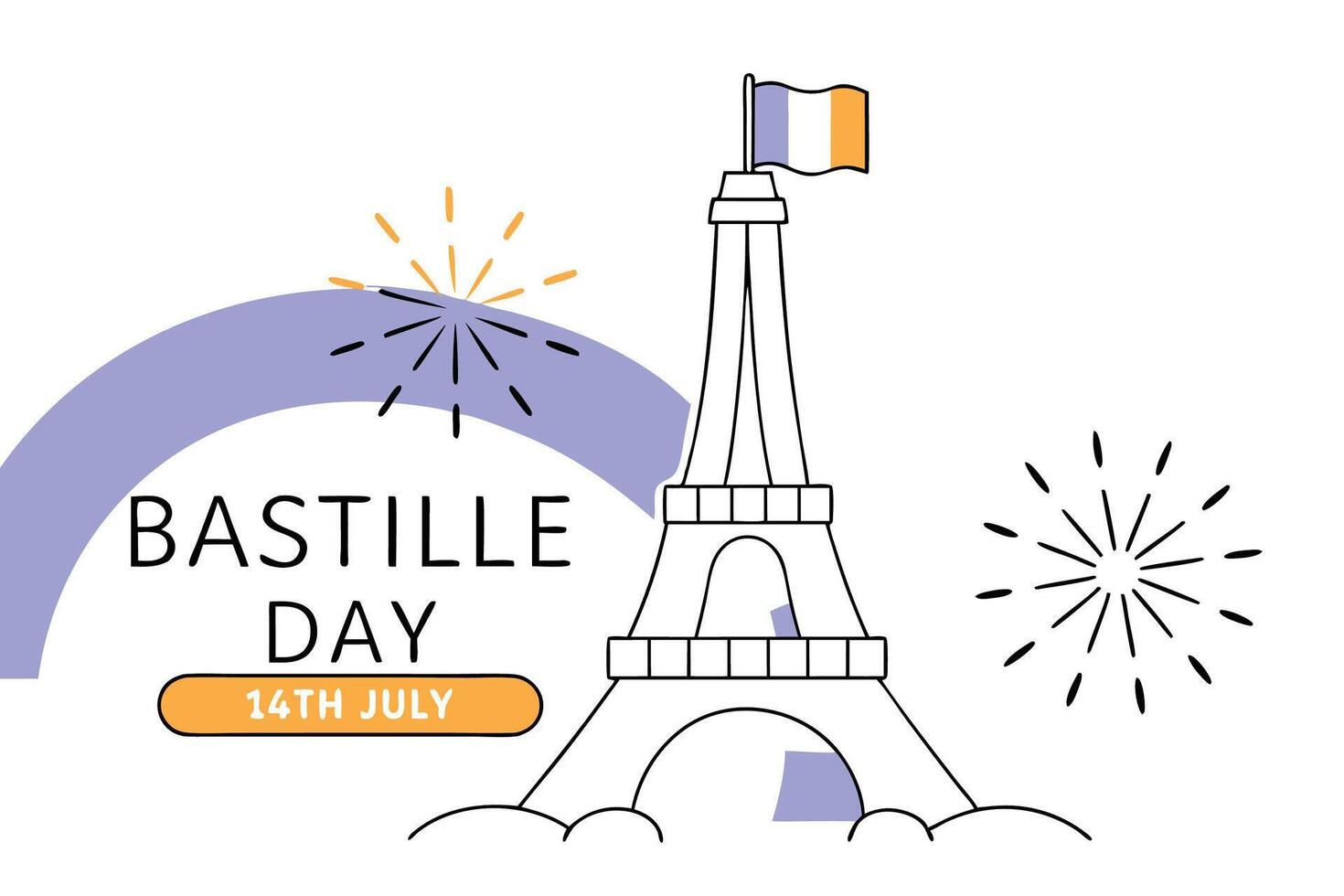 Detailed artwork showcasing the Eiffel Tower in a vibrant tricolor theme blending classic French architecture with rich hues for a modern visual effect vector