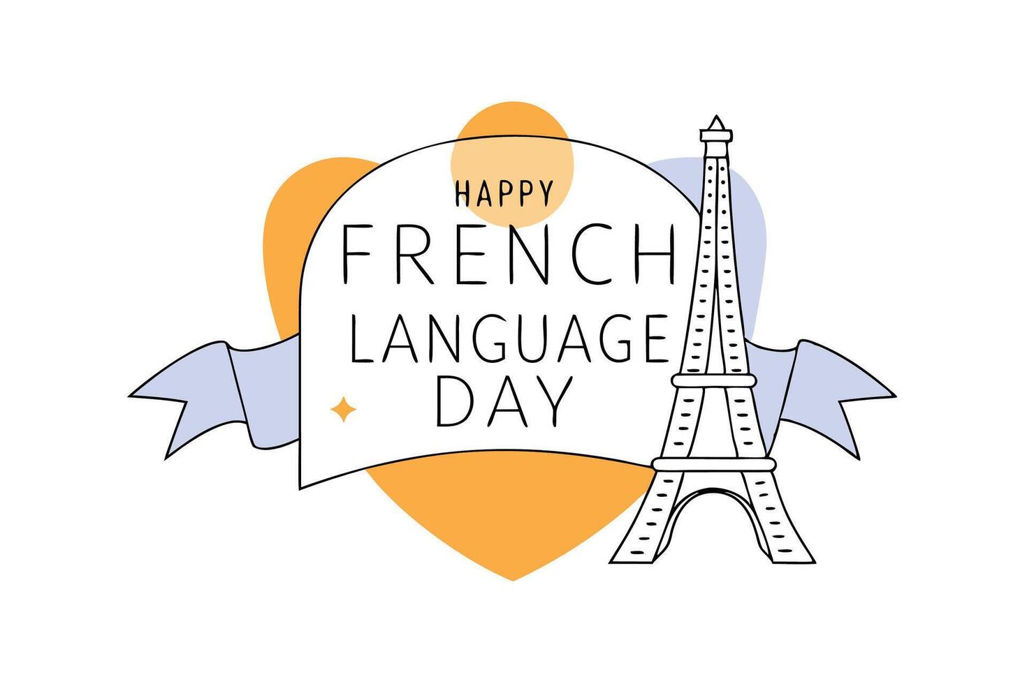 Celebration of French Language Day through creative visuals and typography encouraging language learning and cultural appreciation across the world vector