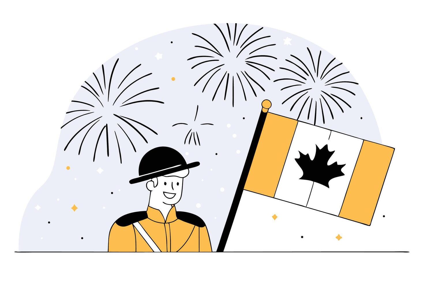 Happy Canada Day with Canadian Mountie Holding Flag and Celebrating Canadian Pride in a Colorful and Detailed Digital Artwork vector