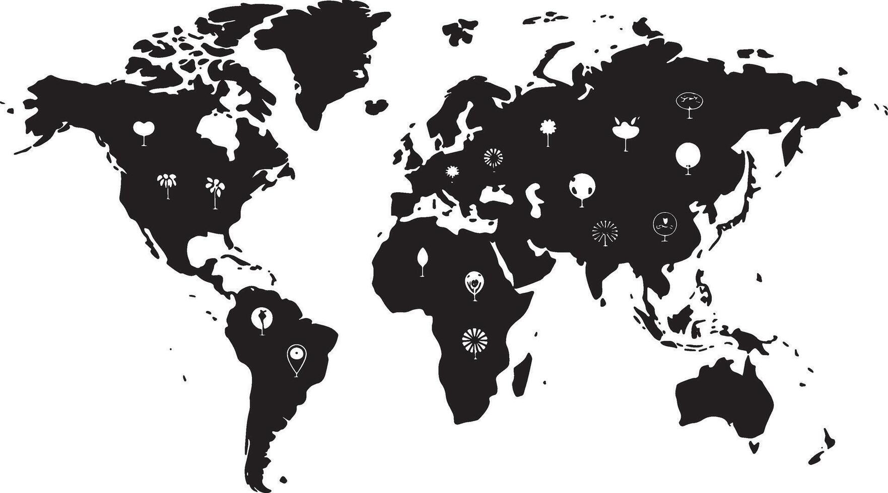 World map silhouette background design high resolution transparent graphic vector