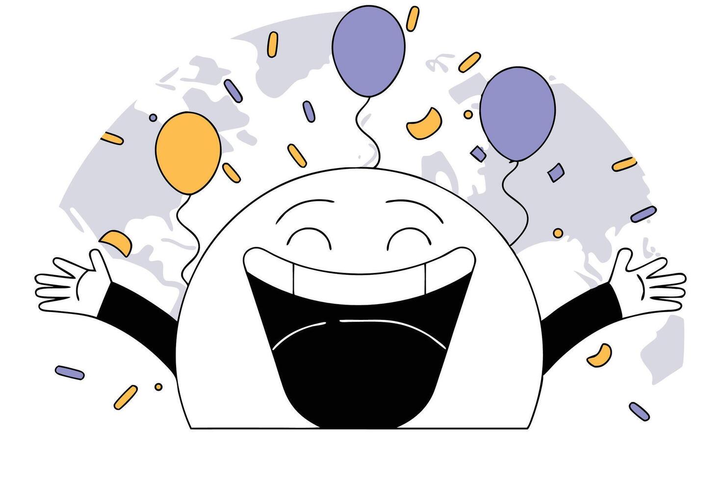 Global Belly Laugh Day Cartoon Earth Character Bringing Joy and Laughter with a Fun and Playful Planet Illustration Celebrating Humor Worldwide vector
