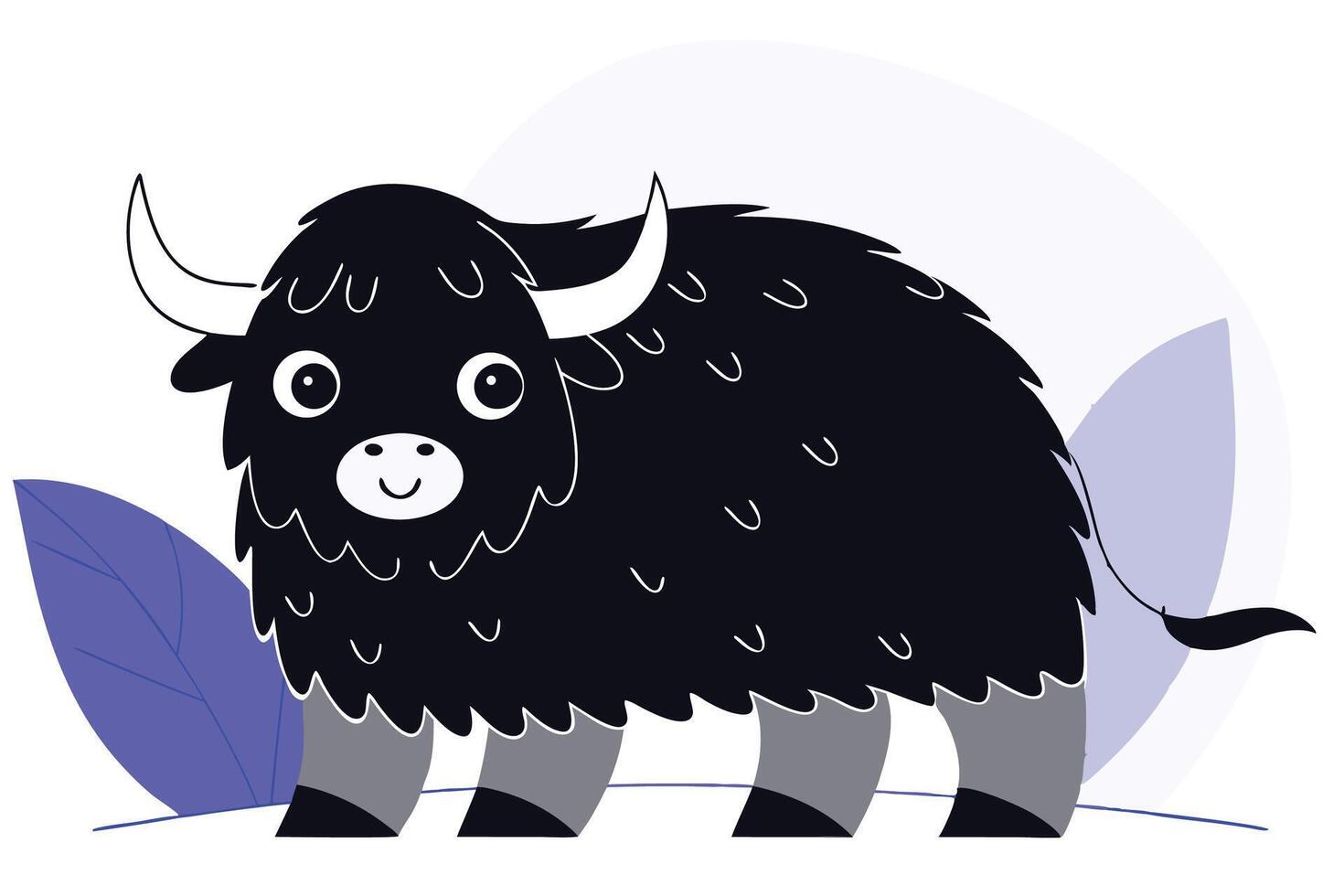 Cute Orange Shaggy Bison Cartoon with a Friendly Expression on a Blue Backdrop Perfect for Educational Projects or Animal Adventure Themed Kids Books vector