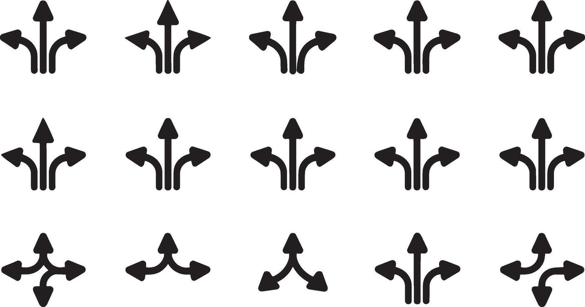 Three way branching arrow icon design a versatile navigational element for websites and applications vector