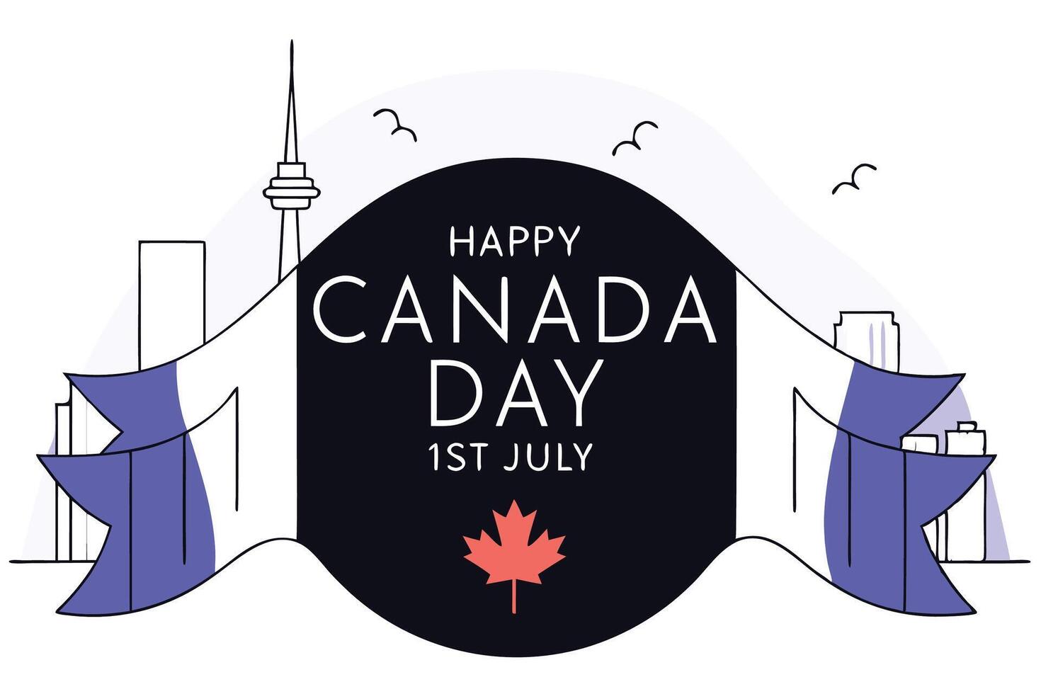 Show your love for Canada with a festive July first banner adorned with a classic red maple leaf symbol ideal for national day celebrations and decorations vector