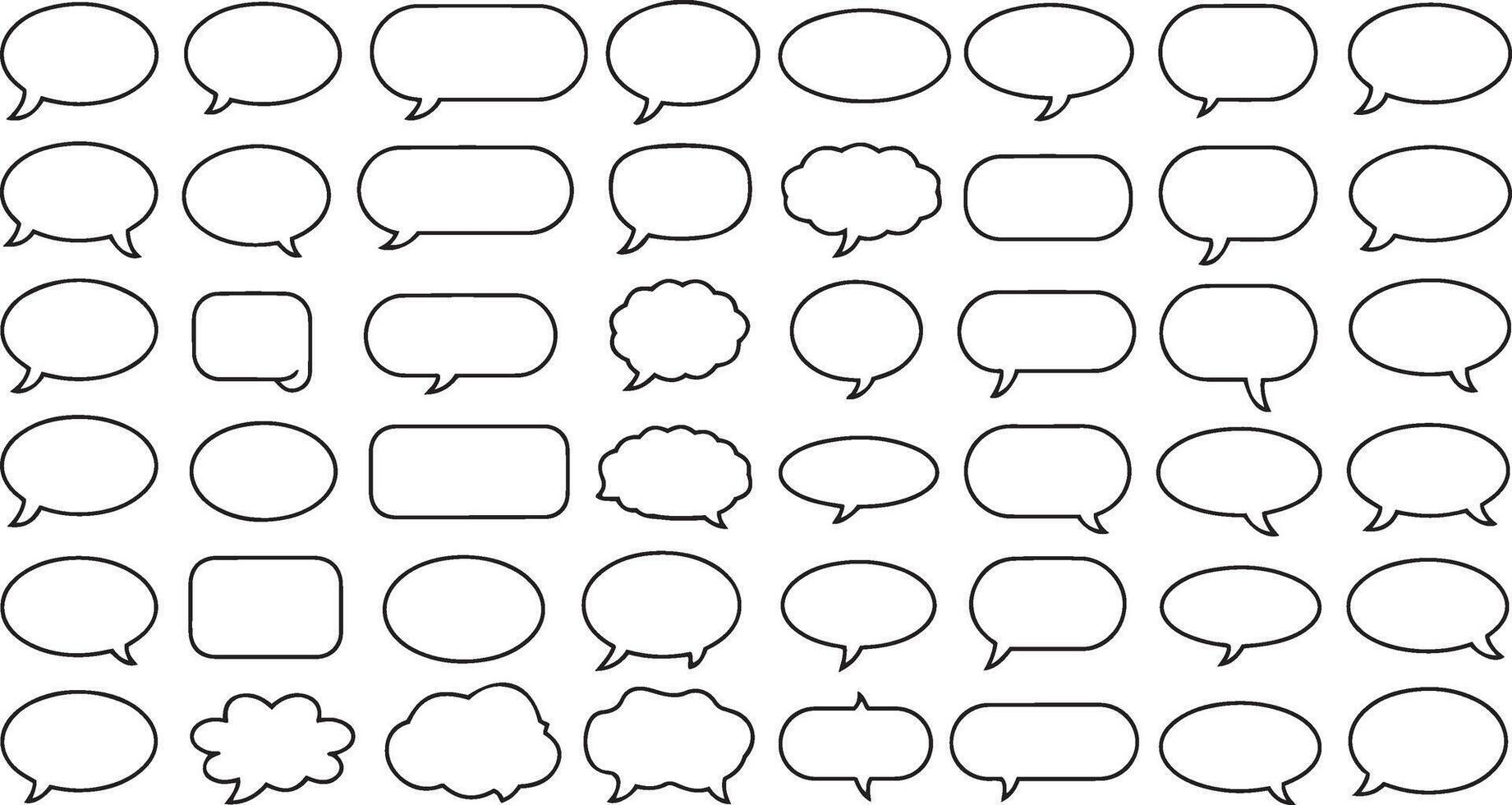 Modern chat bubble icon pack with editable strokes ideal for user interface elements speech UI and web based messaging platforms vector