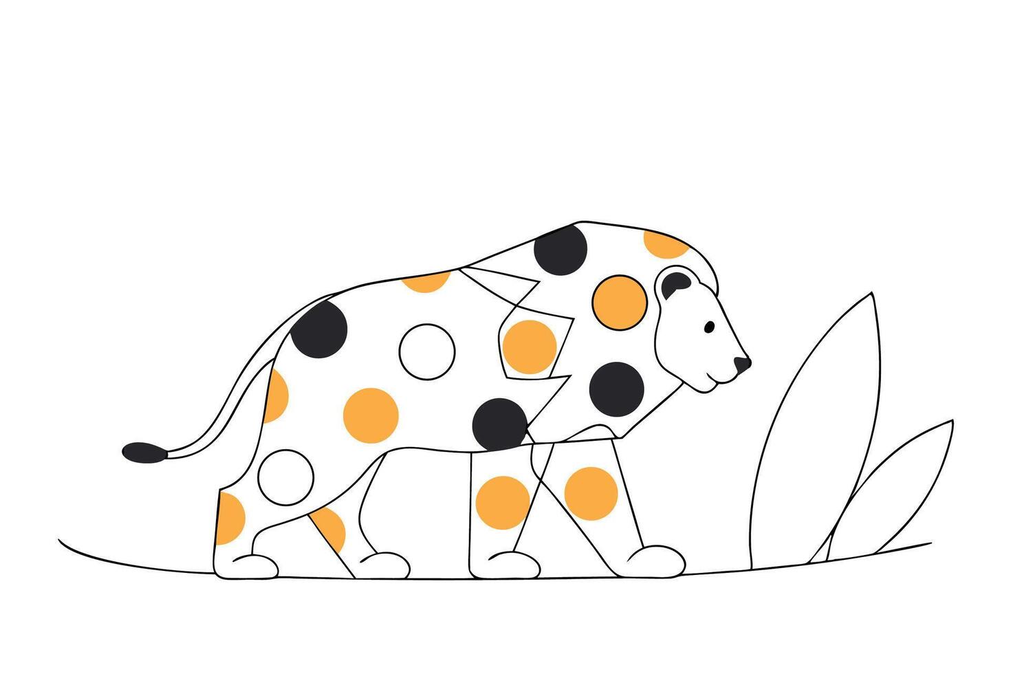 Colorful Polka Dot Lion Abstract Digital Art Vibe Concept vector