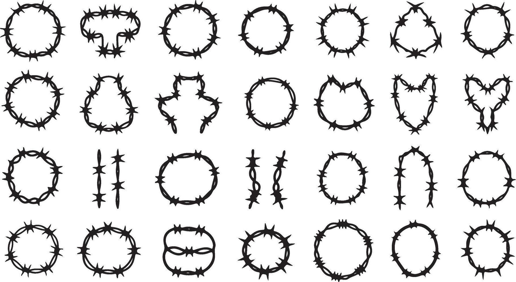 Barbed wire silhouette design a detailed graphic featuring a black and white illustration of barbed wire vector
