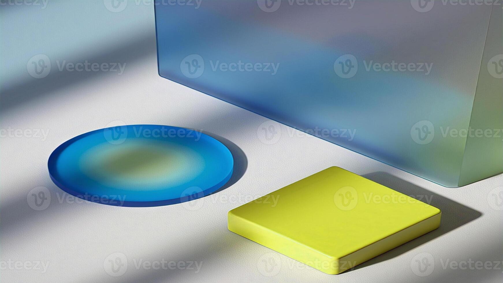 A blue and yellow object sitting on a table photo