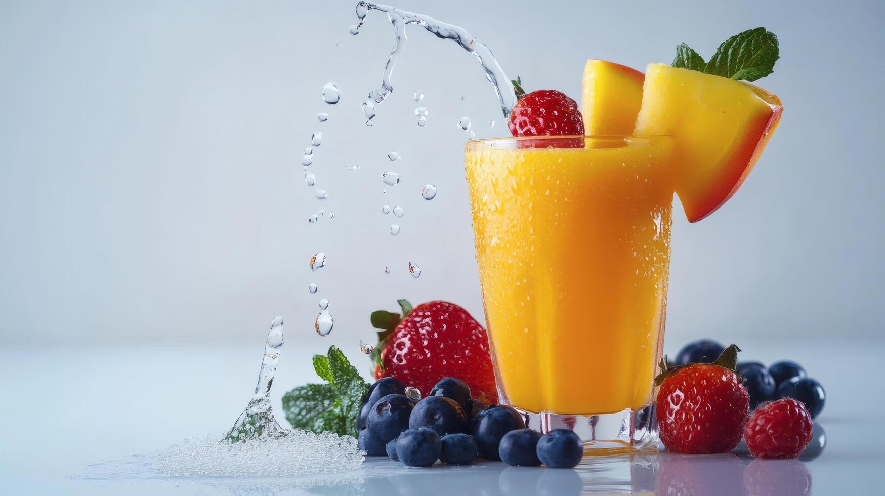 Fresh fruit juice with water splash photo