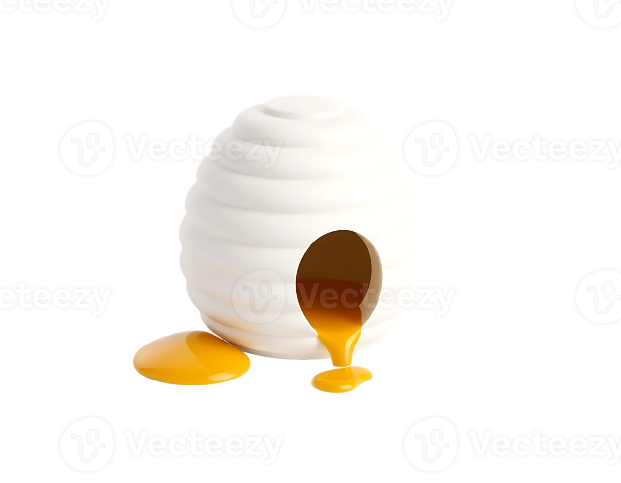3D Render of a Beehive with Honey Flowing Out png