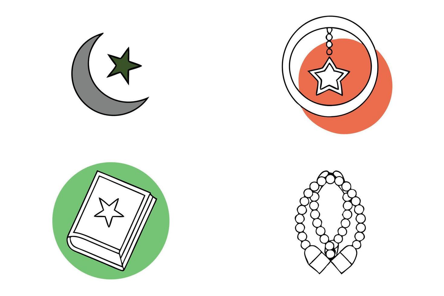 Islamic Icons for Ramadan Set Featuring Symbolic Islamic Elements and Designs Perfect for Religious and Cultural Celebrations in Digital Format vector