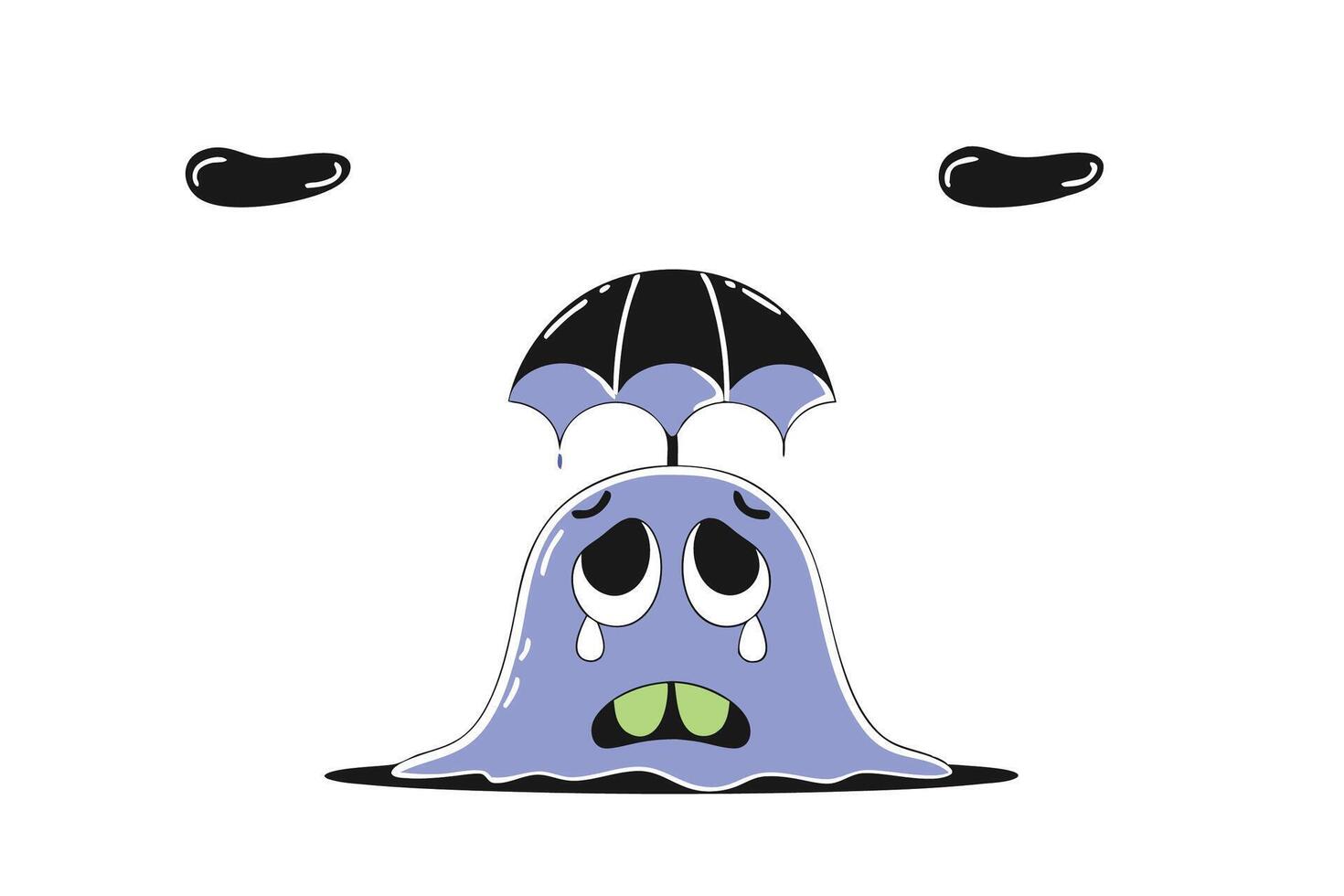 Funny Green Monster Blob Slime Cartoon Character with Cute Expressions and Oozing Texture for Kid Friendly Art vector