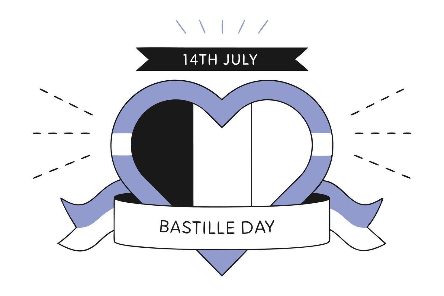 French flag in a heart shaped badge designed to commemorate Bastille Day with a message of unity pride and celebration of the French Revolution vector