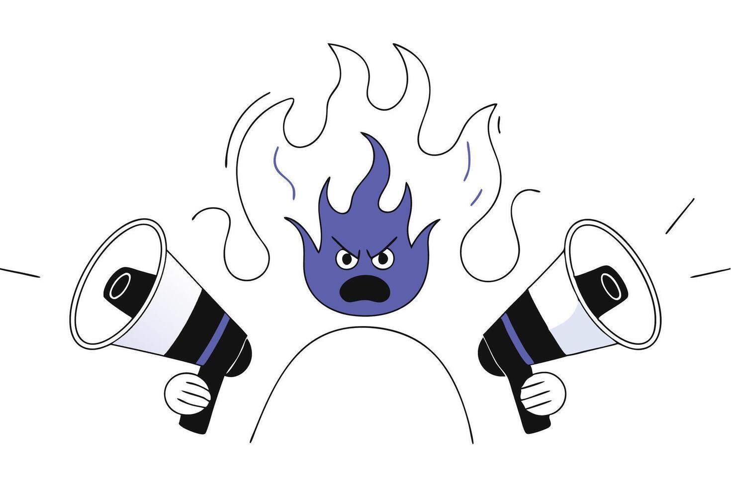 Fiery Orange Flame Cartoon Character with Angry Look Ideal for Expressive and Action Oriented Illustrations vector