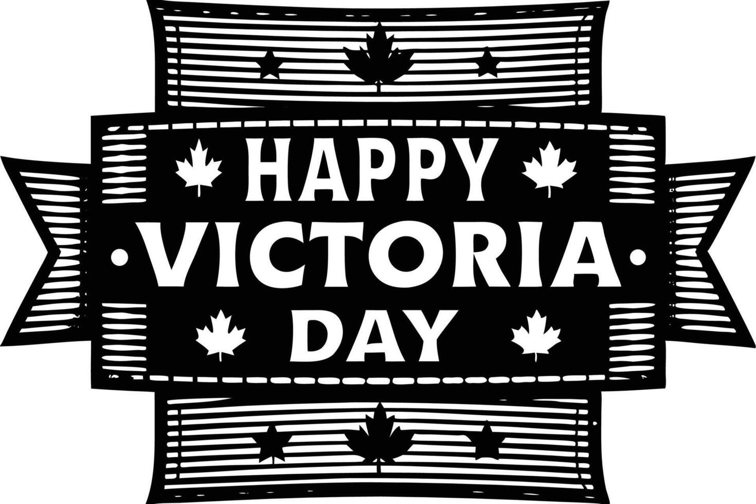 Happy Victoria Day text art design with minimalist style, offering a clear and sophisticated way to celebrate the holiday with understated charm vector