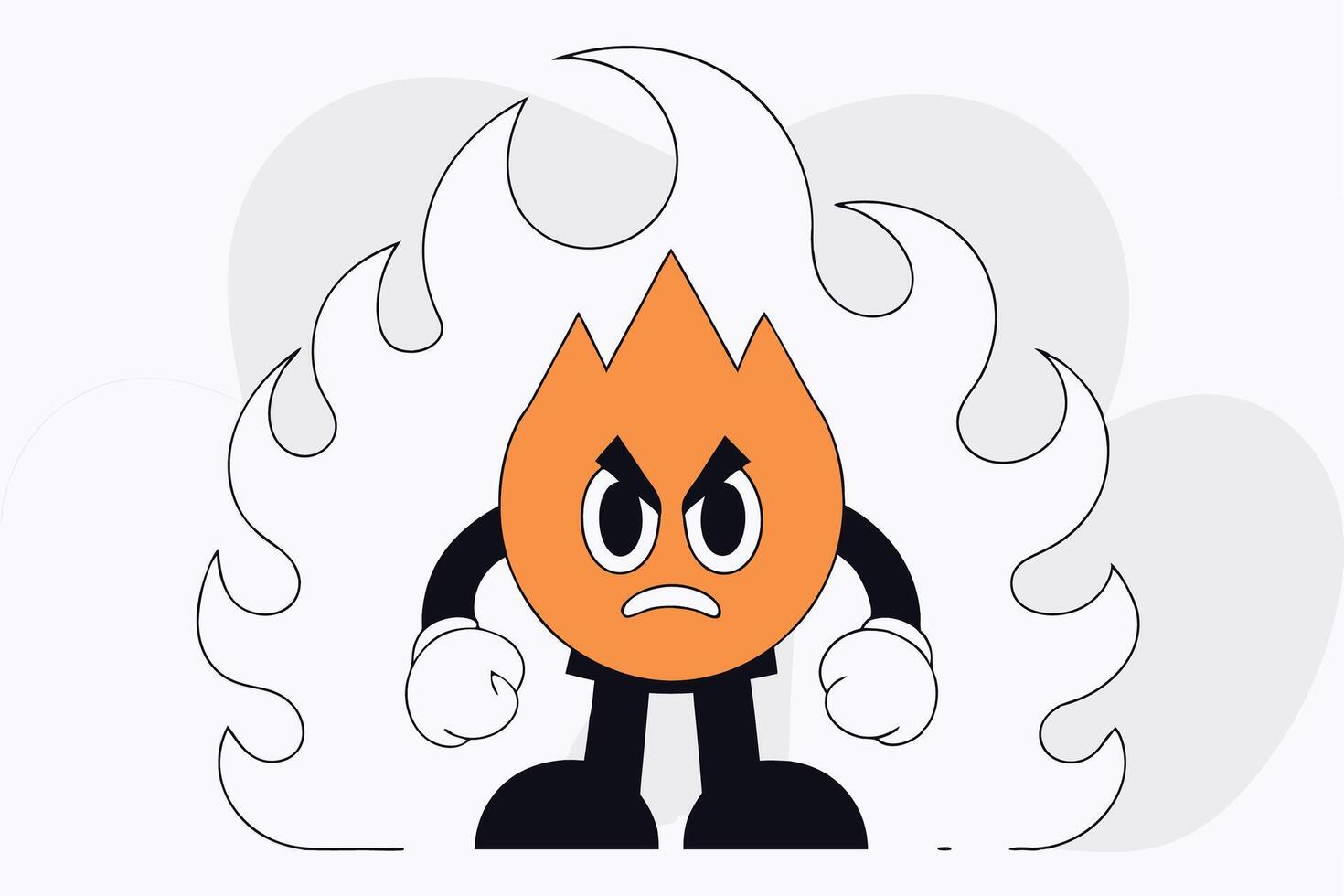 Cartoon Orange Flame Character Displaying an Angry Expression Suitable for Intense and Dramatic Artworks vector