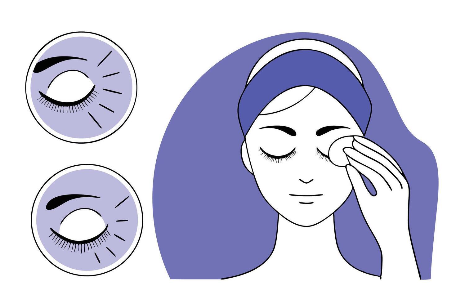 Skincare Illustrations Set Featuring Beautiful Girls Applying Products For Wellness Branding vector