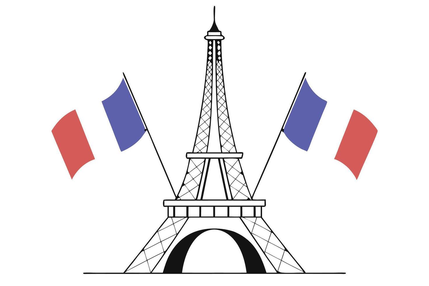 Celebrate French history with the Eiffel Tower illuminated by vibrant shades of red white and blue capturing the essence of Bastille Day festivities vector
