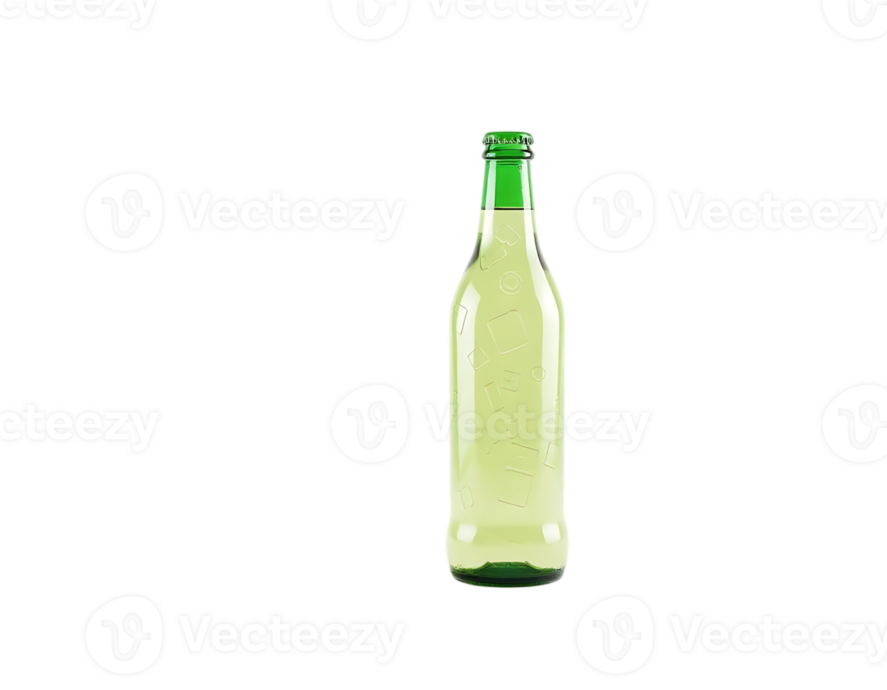 Green Glass Bottle of Refreshing Beverage png