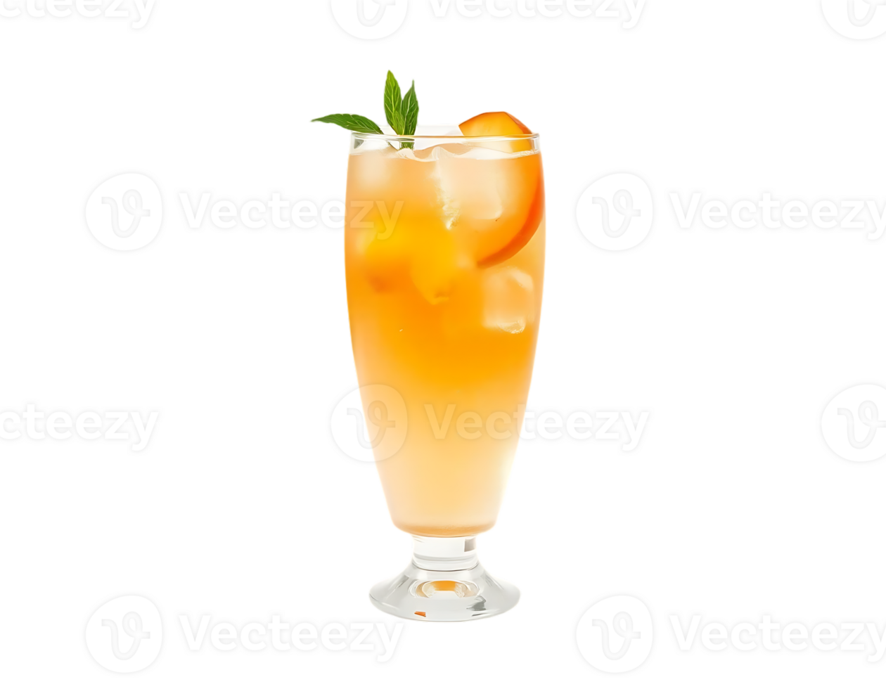 Refreshing Peach Cocktail with Mint Garnish png
