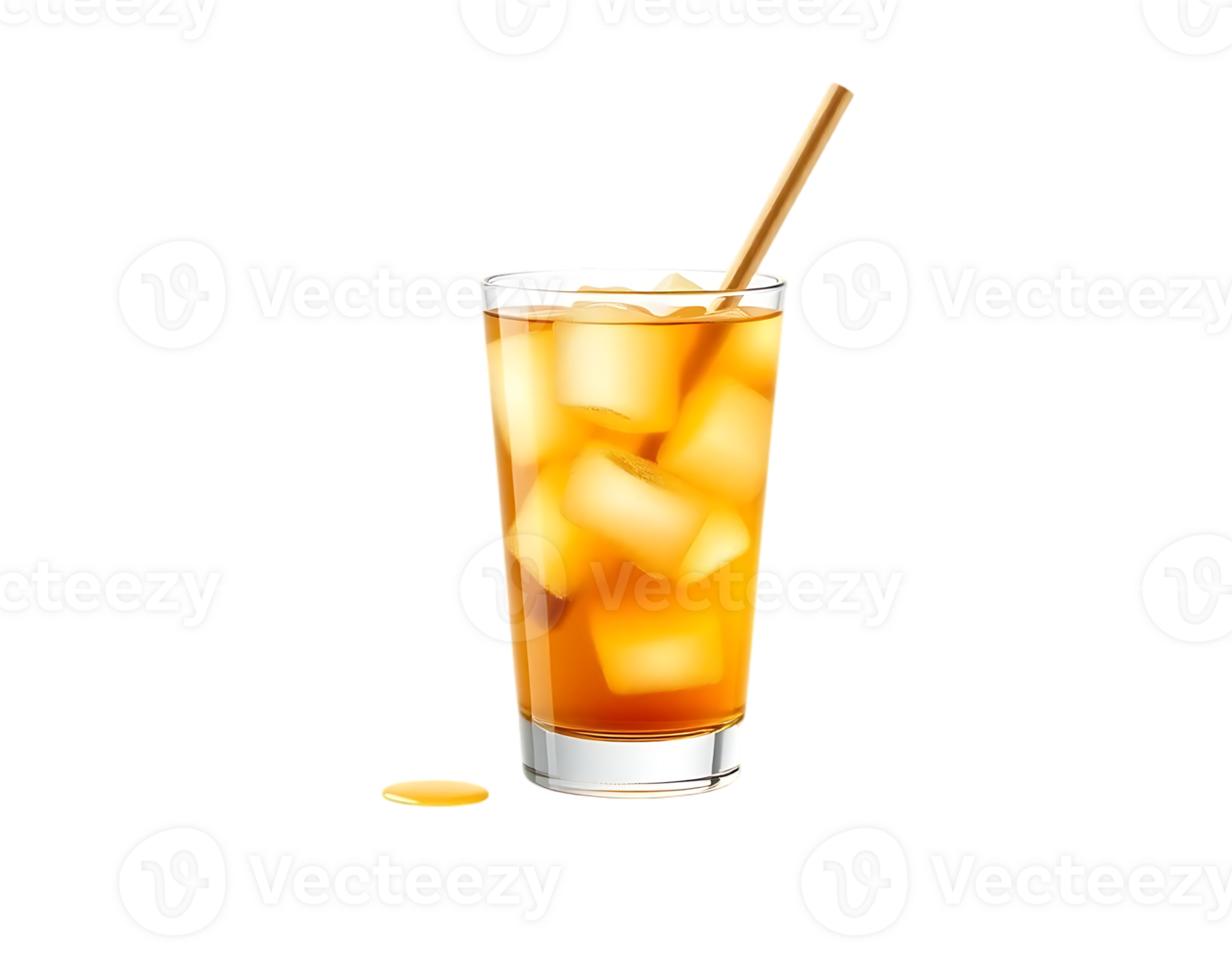 Refreshing Iced Tea in a Tall Glass with Ice Cubes png