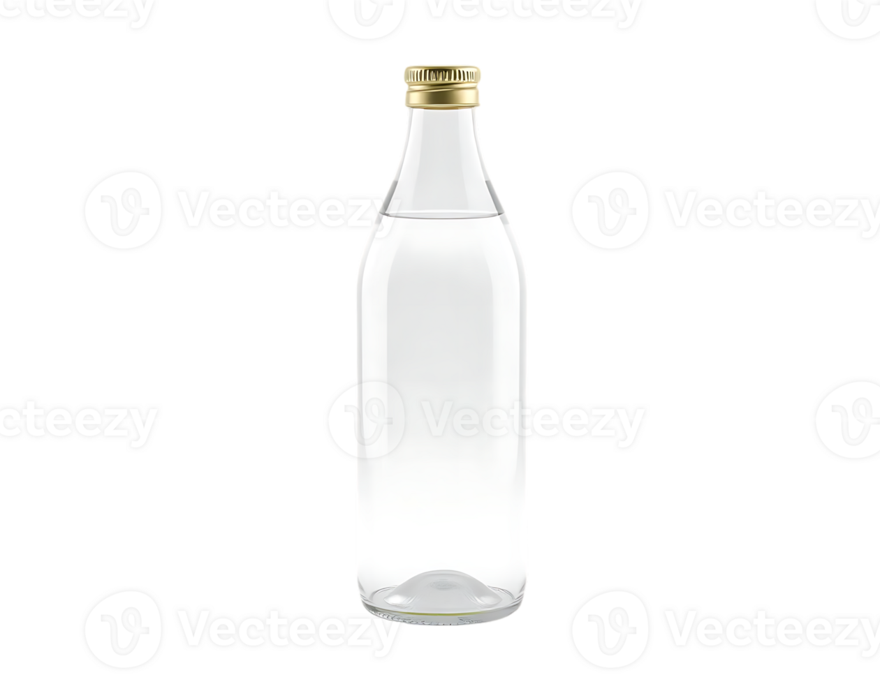 Elegant Clear Glass Water Bottle with Golden Cap png