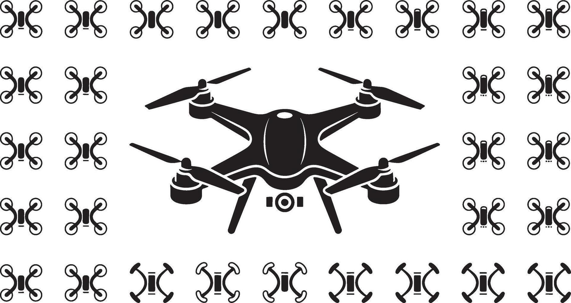 High resolution aerial drone illustration showcasing a quadrocopter in flight perfect for banner or advertisement design vector
