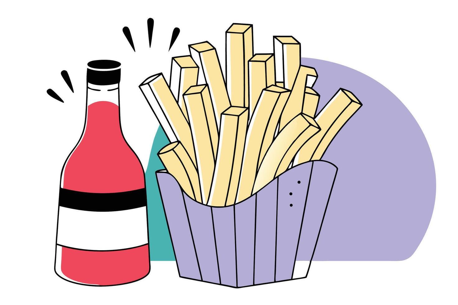 Delicious golden French fries presented in a basket with ketchup dip perfect for illustrating fast food concepts snack menus or promotional visuals with tasty appeal vector