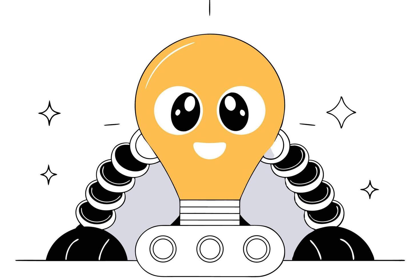 Whimsical cartoon lightbulb character featuring big expressive eyes symbolizing innovative ideas and inspiration vector