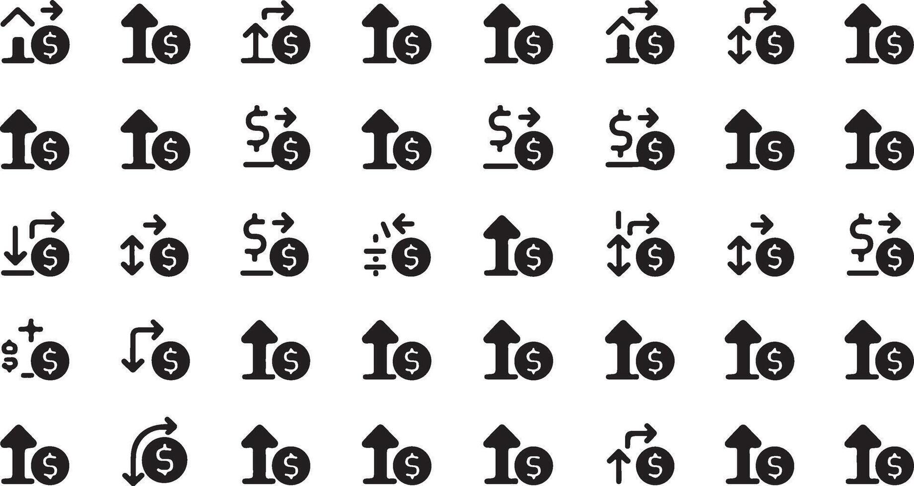 High resolution graphic set featuring dollar increase and decrease symbols vector