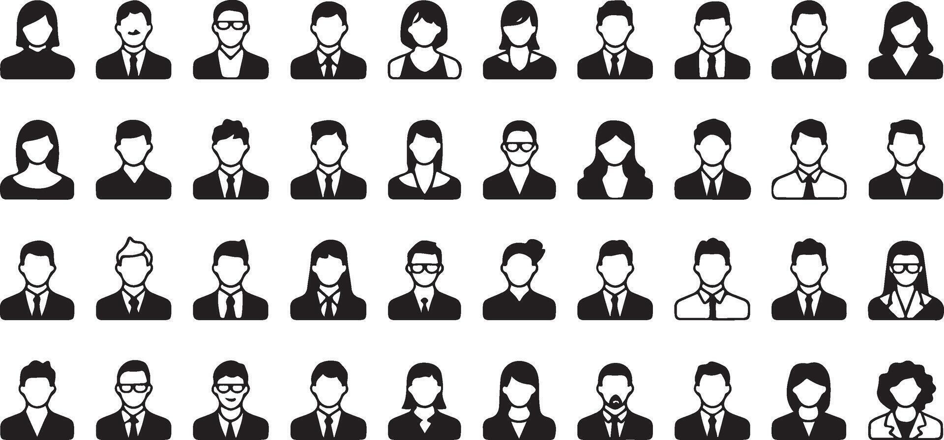 Diverse business people icons set flat design team concept avatar illustrations vector