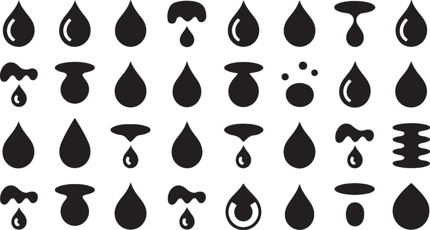 High resolution icon set featuring water drop blood drop and oil drop illustrations vector